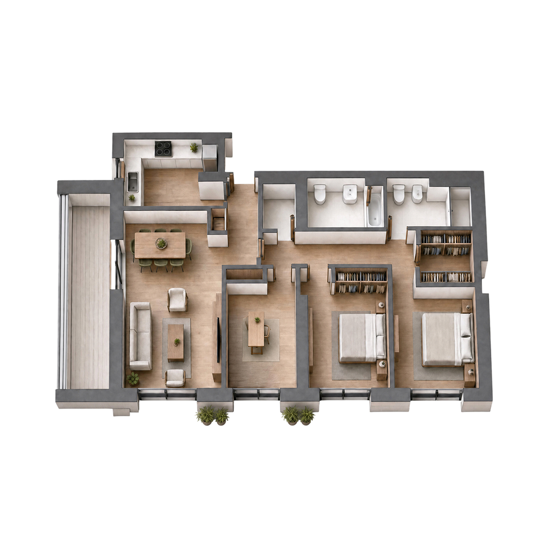 Plan 2D · Apartament cu 4 camere