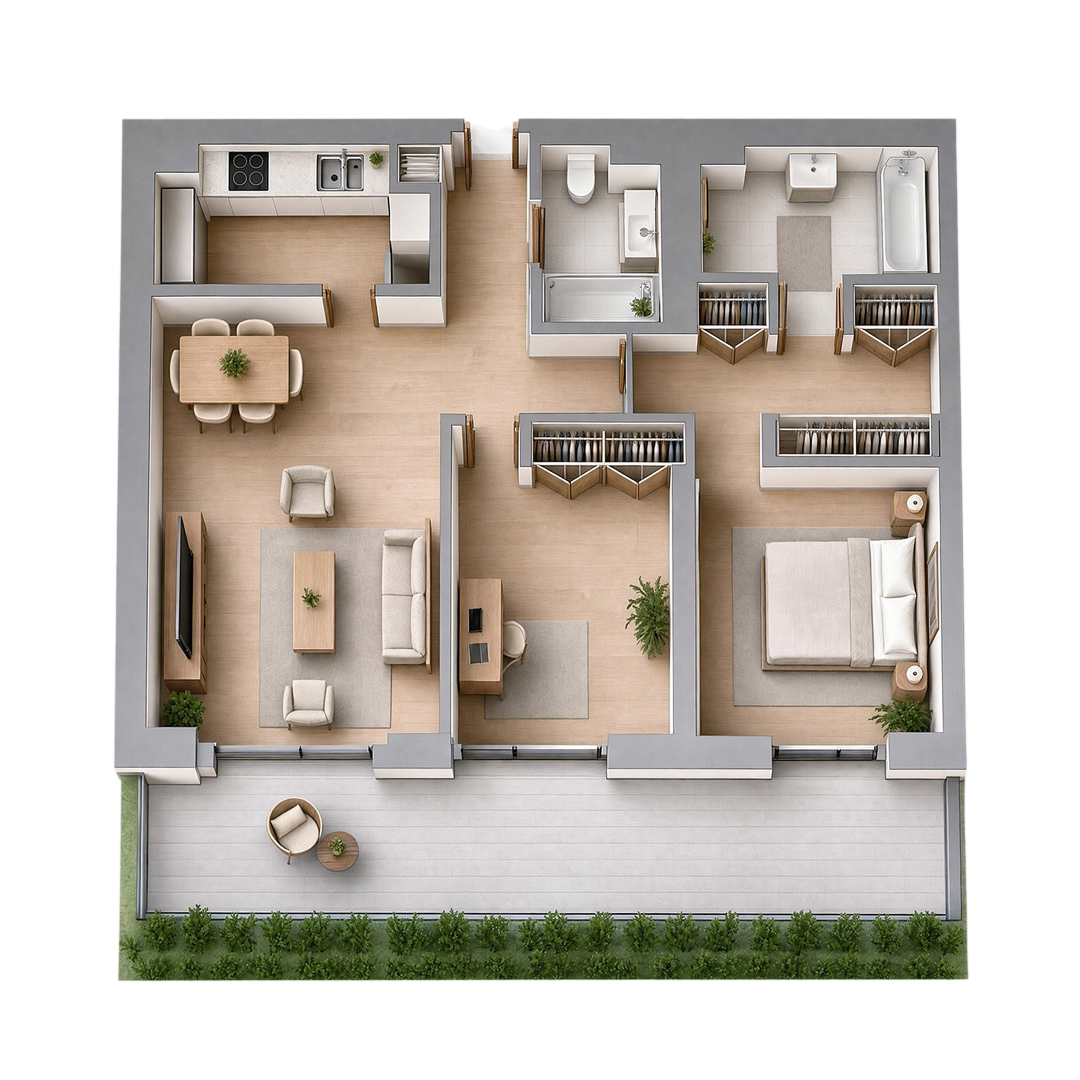 Plan 2D · Apartament cu 3 camere